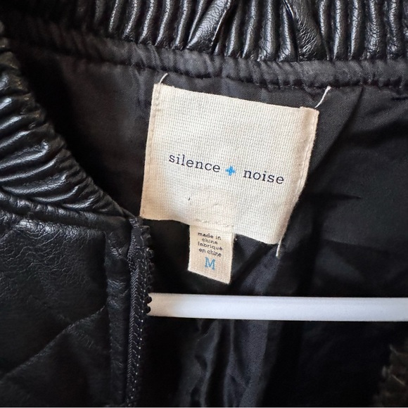 SILENCE + NOISE Quilted Vegan Leather Bomber Jacket - Picture 4 of 12